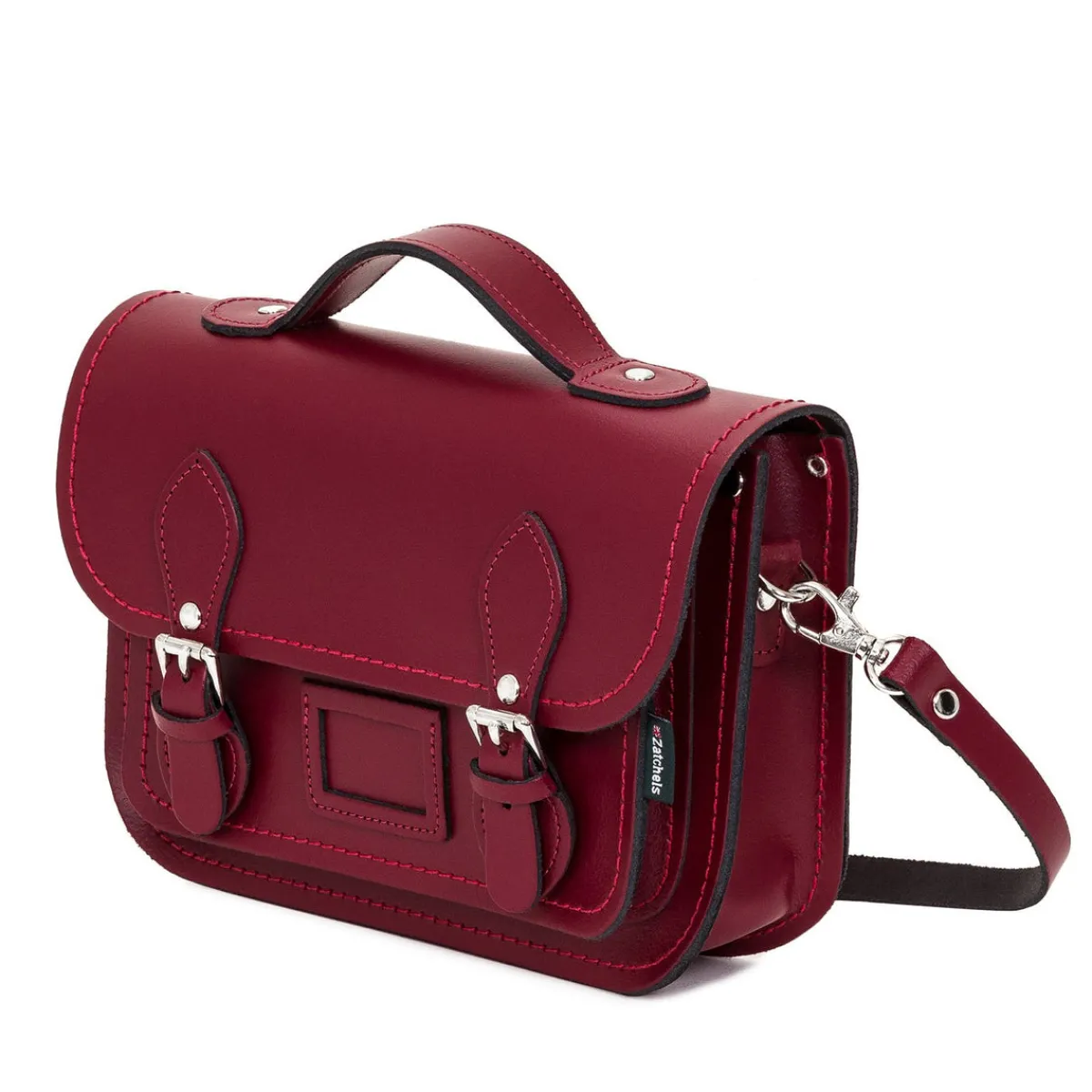 Zatchels Leather Midi Satchel - Oxblood>Women Small Satchels|Midi Satchels