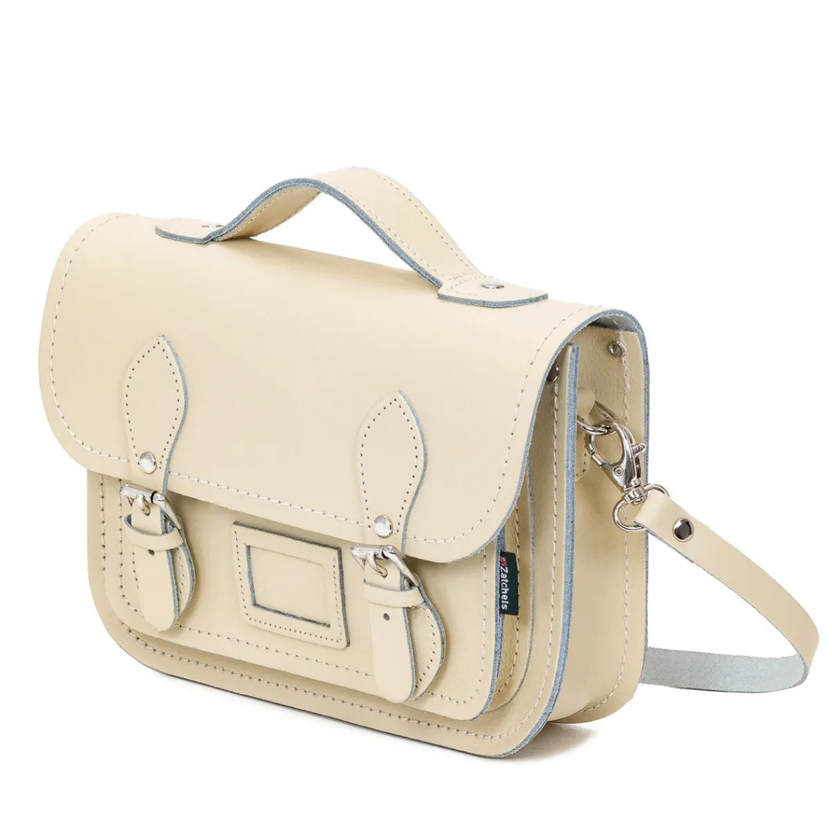Zatchels Leather Midi Satchel - Pastel Cream>Women Small Satchels|Midi Satchels