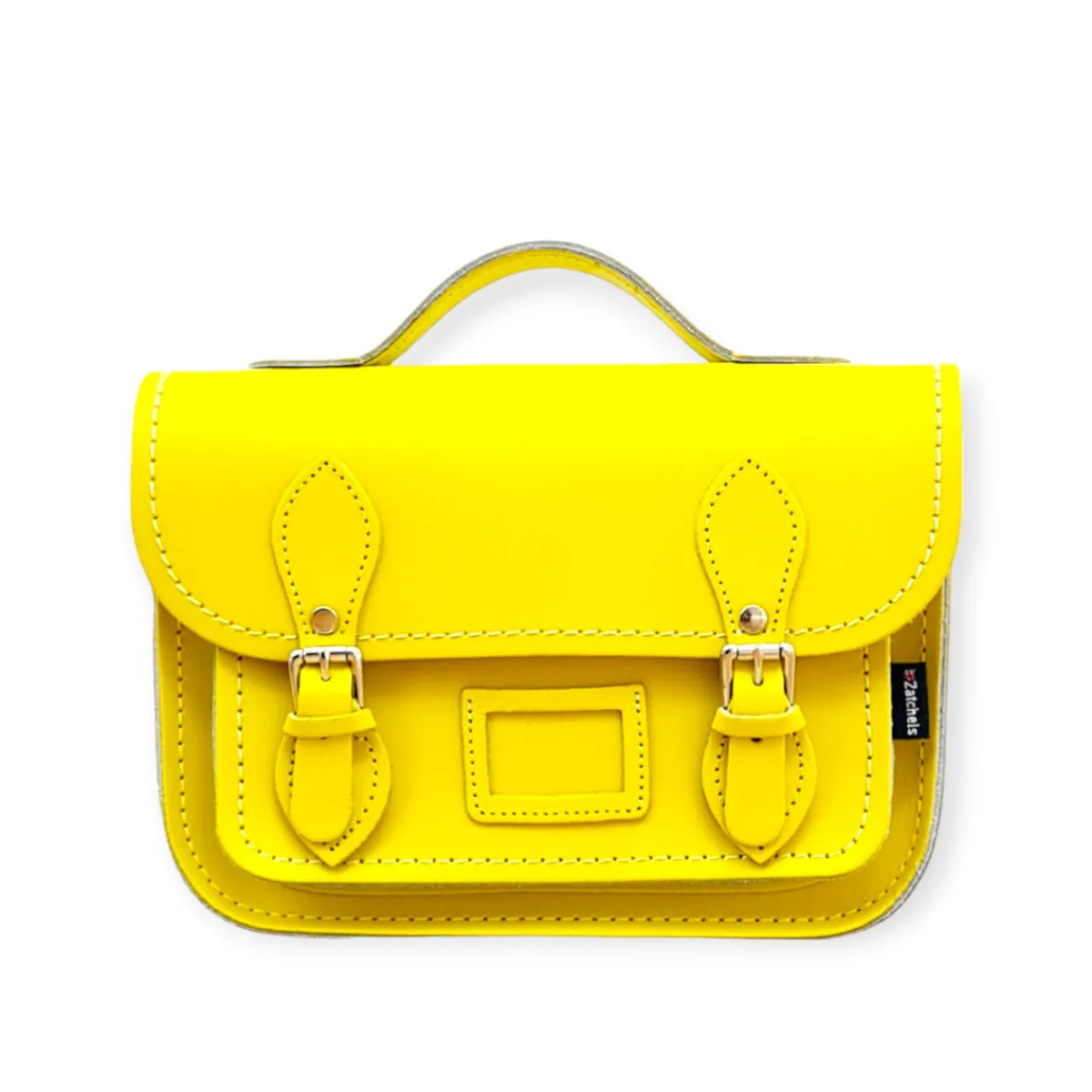 Zatchels Leather Midi Satchel - Pastel Daffodil Yellow>Women Small Satchels|Midi Satchels