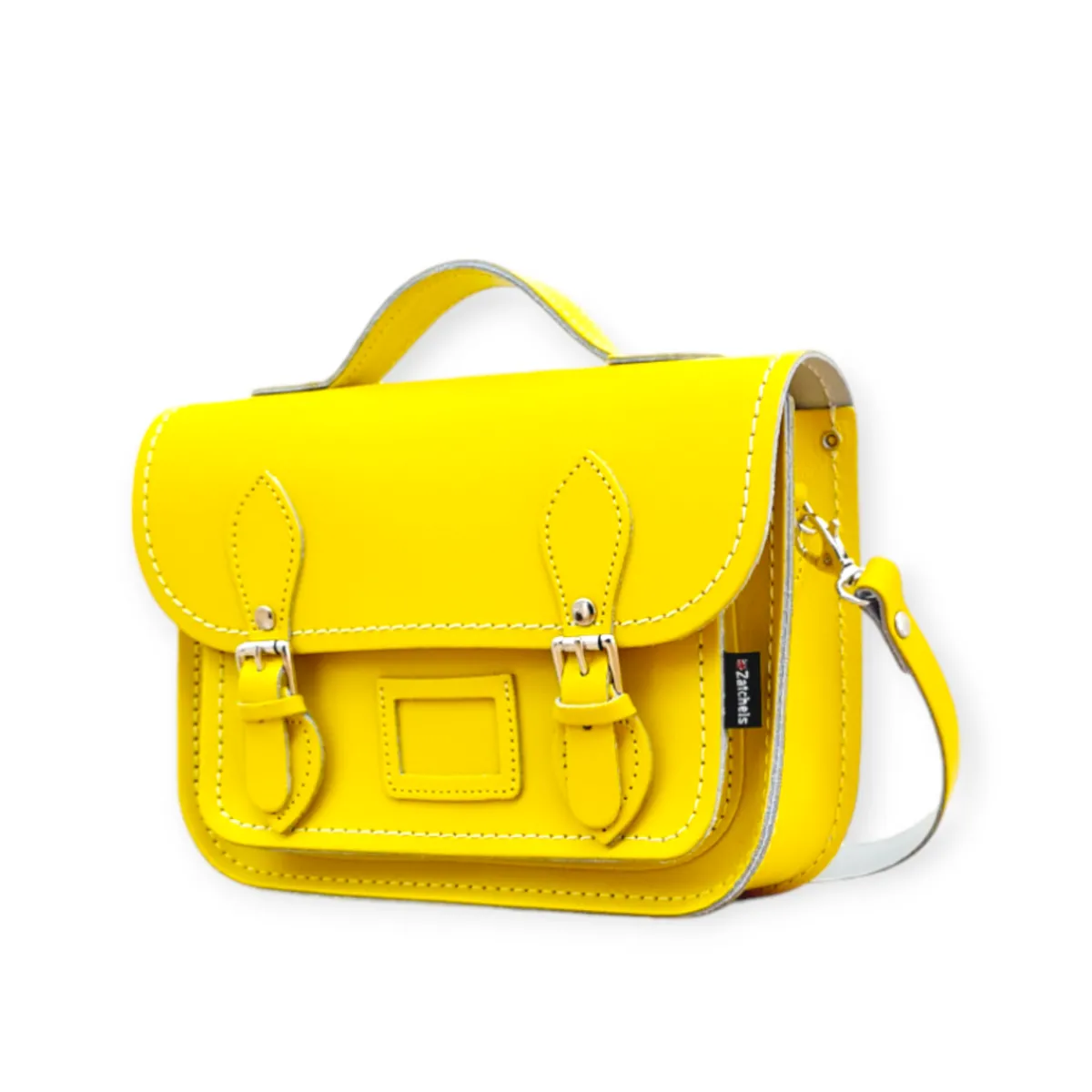 Zatchels Leather Midi Satchel - Pastel Daffodil Yellow>Women Small Satchels|Midi Satchels