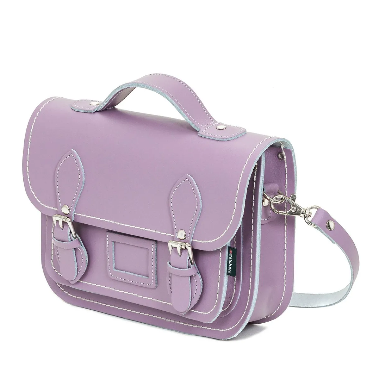 Zatchels Leather Midi Satchel - Pastel Violet>Women Small Satchels|Midi Satchels