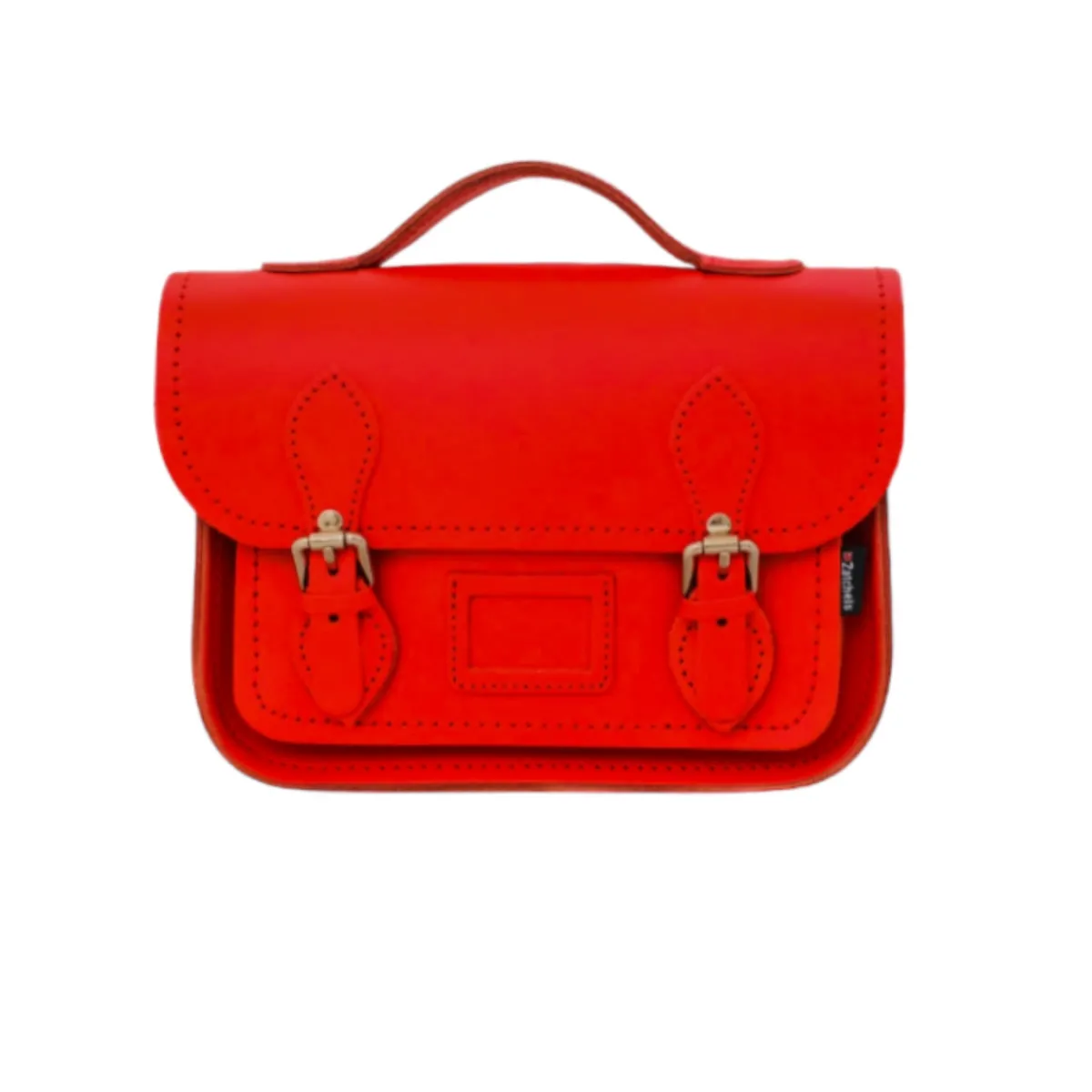 Zatchels Leather Midi Satchel - Pillar Box Red>Women Small Satchels|Midi Satchels
