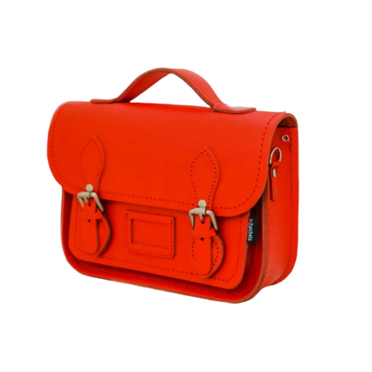 Zatchels Leather Midi Satchel - Pillar Box Red>Women Small Satchels|Midi Satchels