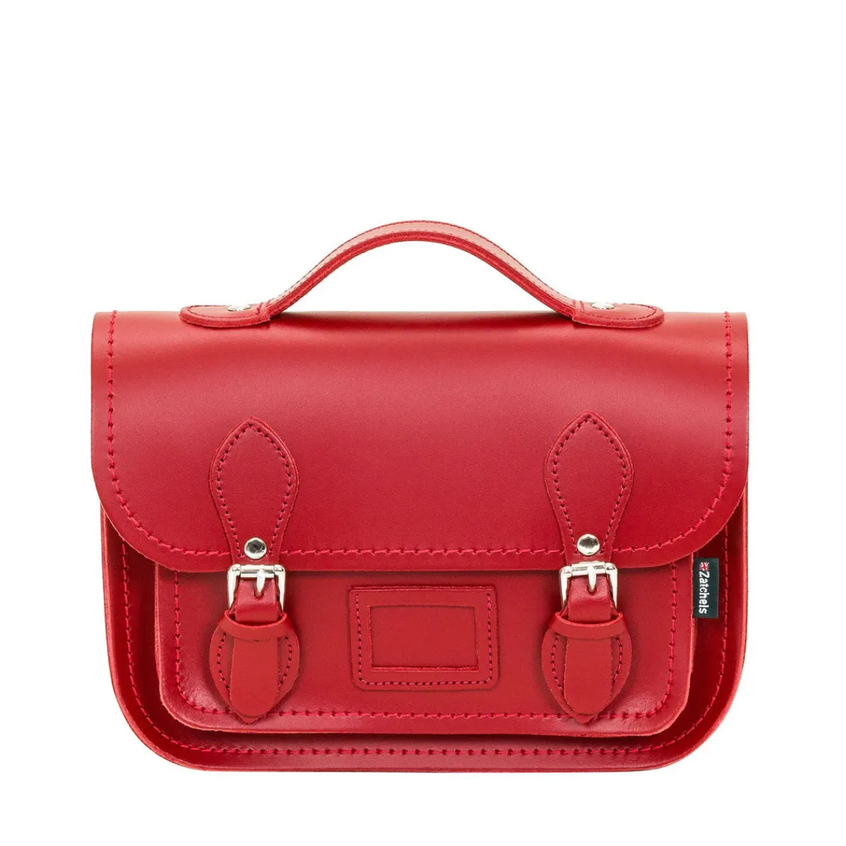 Zatchels Leather Midi Satchel - Red>Women Small Satchels|Midi Satchels