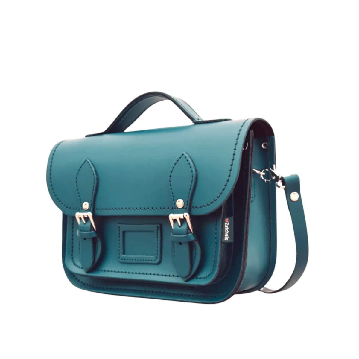 Zatchels Leather Midi Satchel - Teal>Women Small Satchels|Midi Satchels