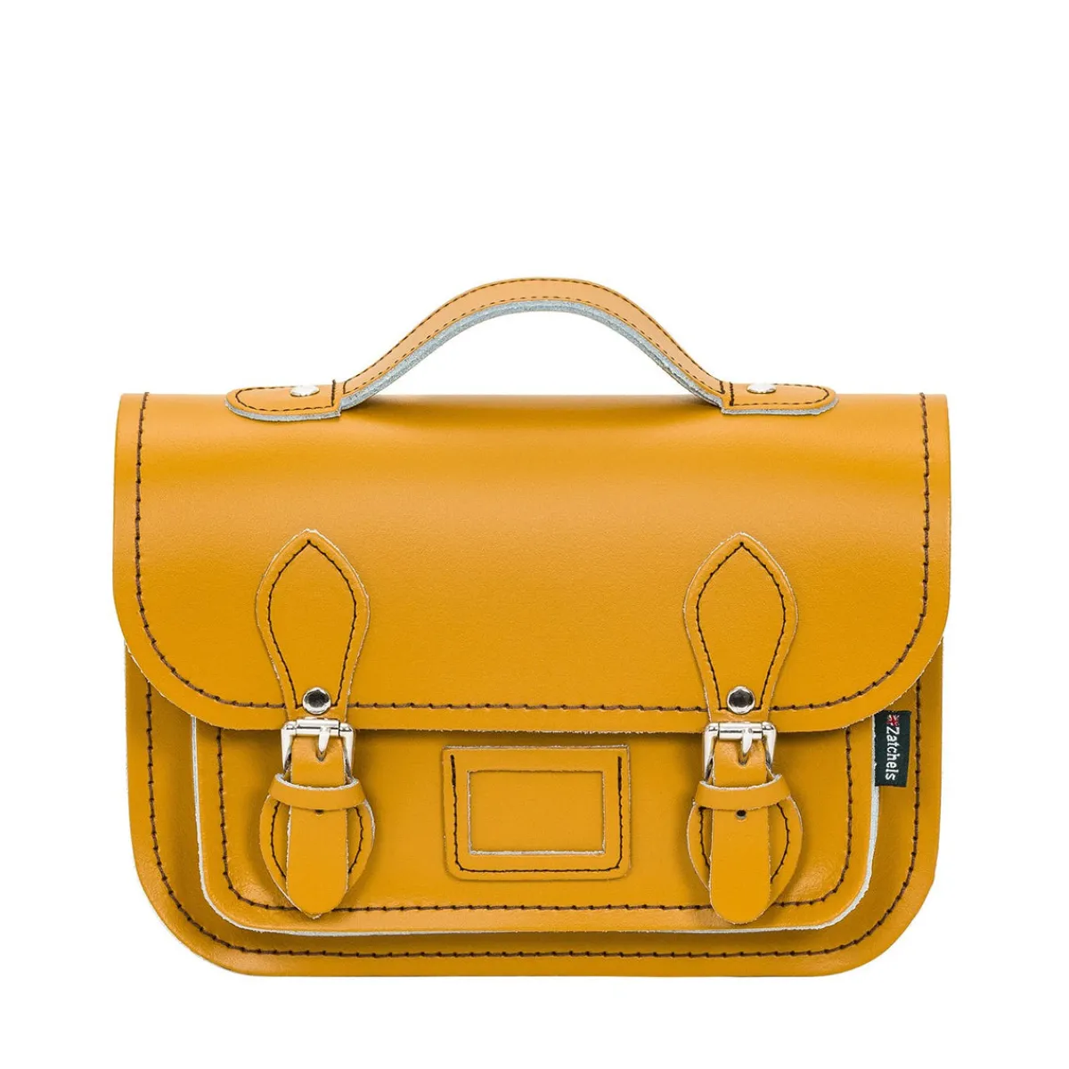 Zatchels Leather Midi Satchel - Yellow Ochre>Women Small Satchels|Midi Satchels