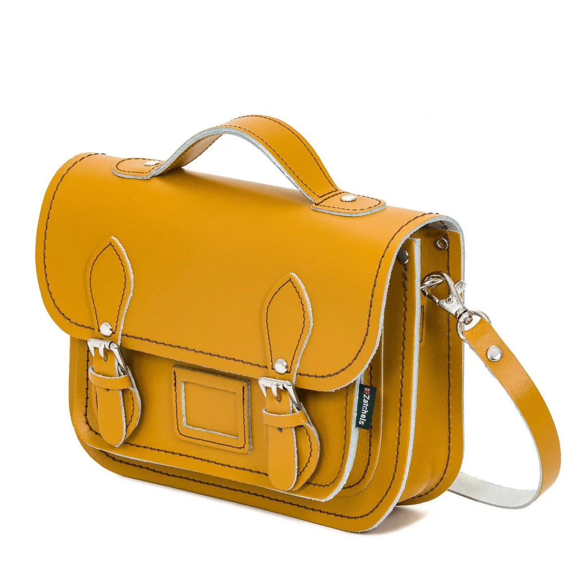 Zatchels Leather Midi Satchel - Yellow Ochre>Women Small Satchels|Midi Satchels