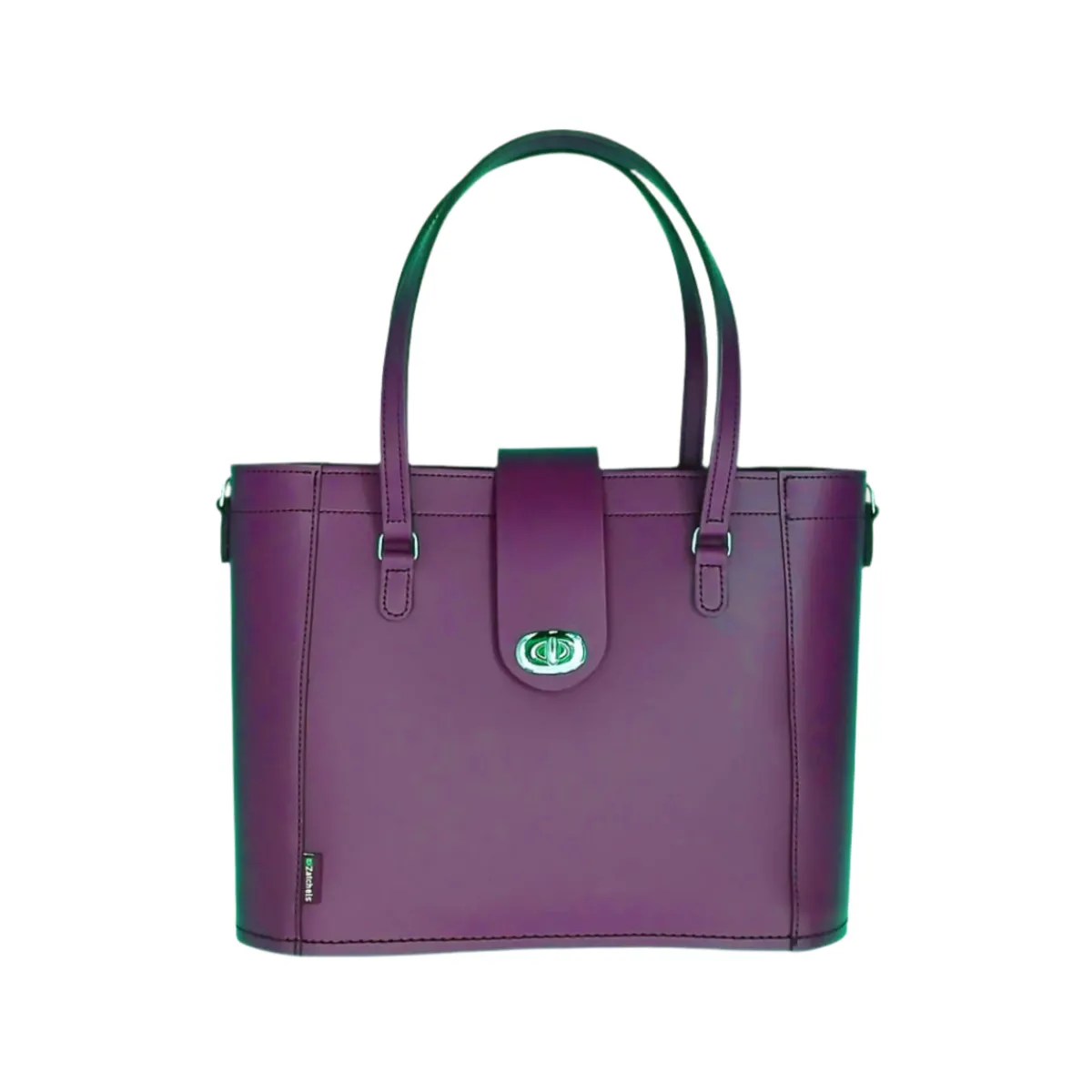 Zatchels Leather Mini Twist Lock Shopper Bag - Purple>Women Shoppers And Tote Bags