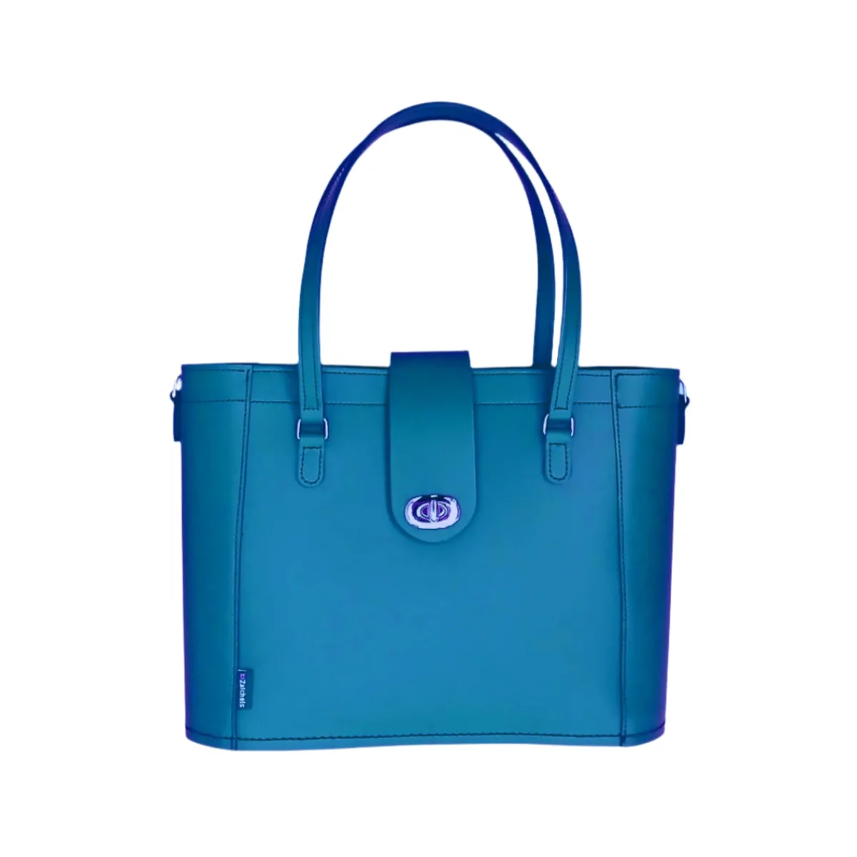 Zatchels Leather Mini Twist Lock Shopper Bag - Teal>Women Shoppers And Tote Bags