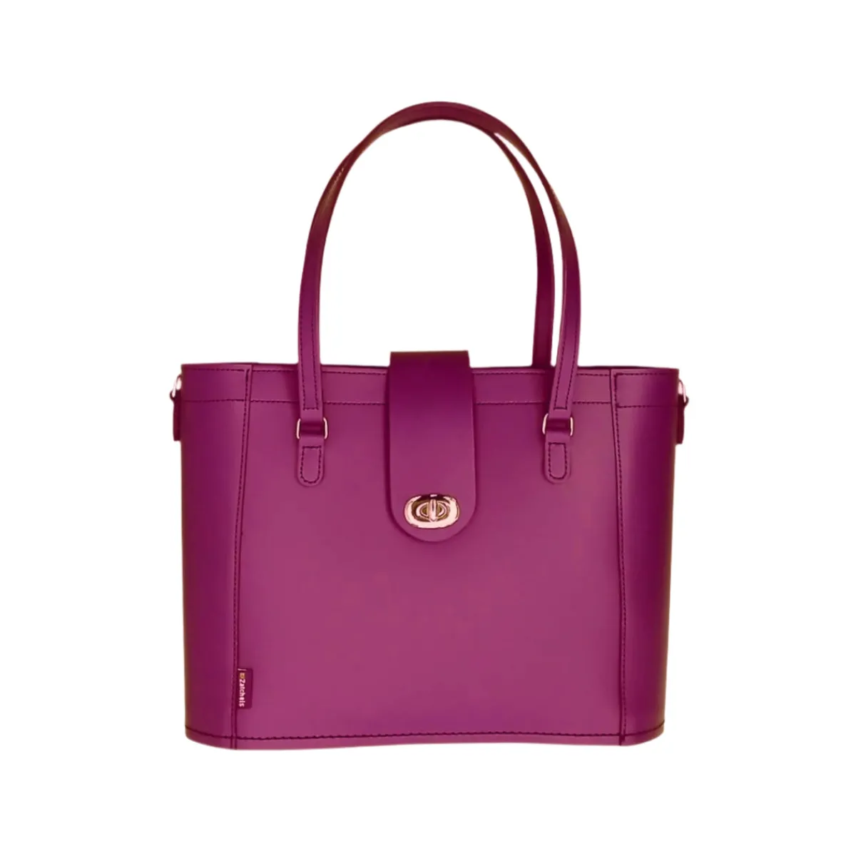 Zatchels Leather Mini Twist Lock Shopper Bag - Magenta>Women Shoppers And Tote Bags