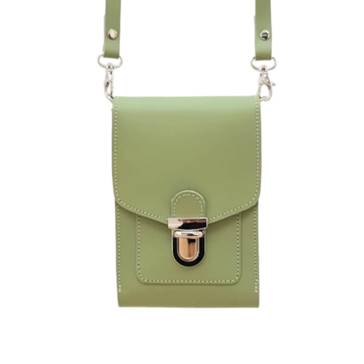 Zatchels Leather PushLock Crossbody Phone Case - Sage Green - In Stock & Ready to Ship>Women Phone Bags|Cross Body Bags