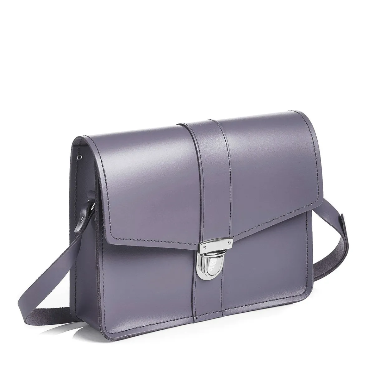 Zatchels Leather Shoulder Bag - Lilac Grey>Women Cross Body Bags