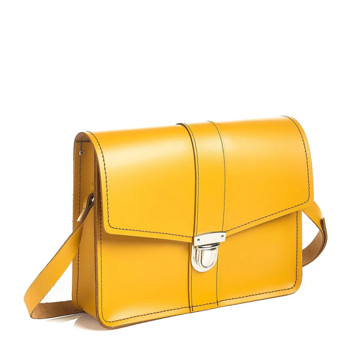 Zatchels Leather Shoulder Bag - Yellow Ochre>Women Cross Body Bags