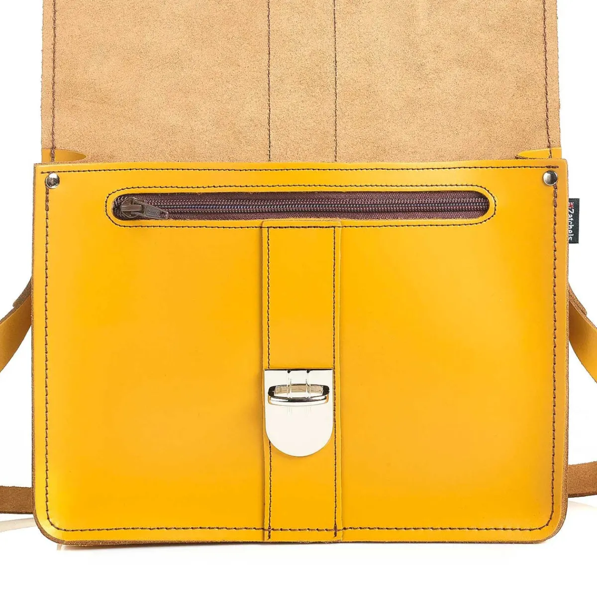 Zatchels Leather Shoulder Bag - Yellow Ochre><noscript><img width=