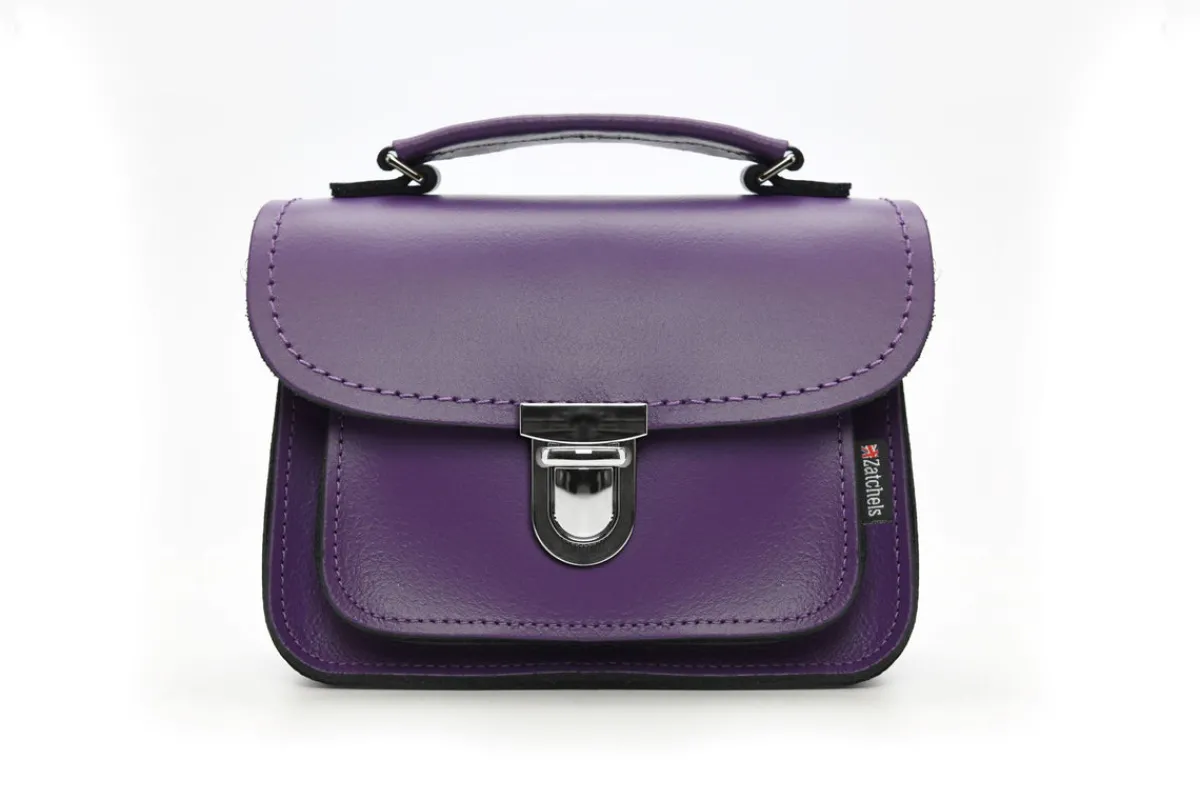 Zatchels Luna Handmade Leather Bag - Purple>Women Small Satchels|Luna