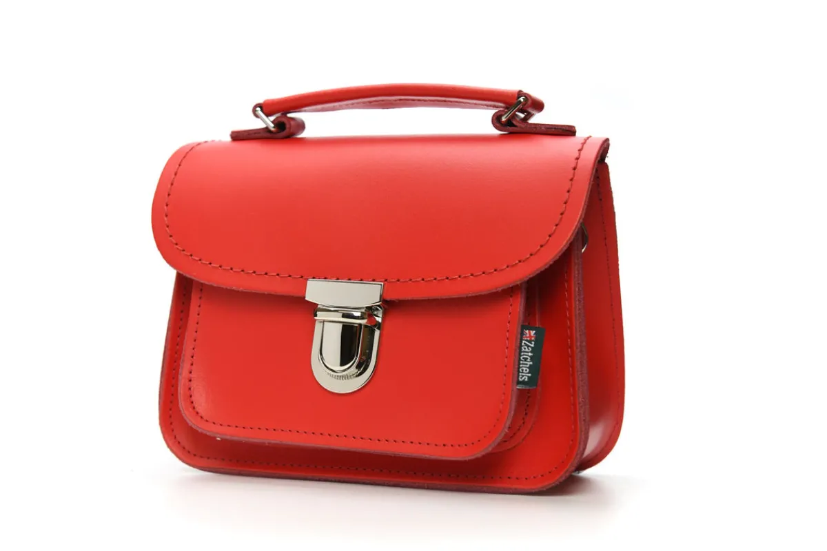 Zatchels Luna Handmade Leather Bag - Pillarbox Red>Women Small Satchels|Luna
