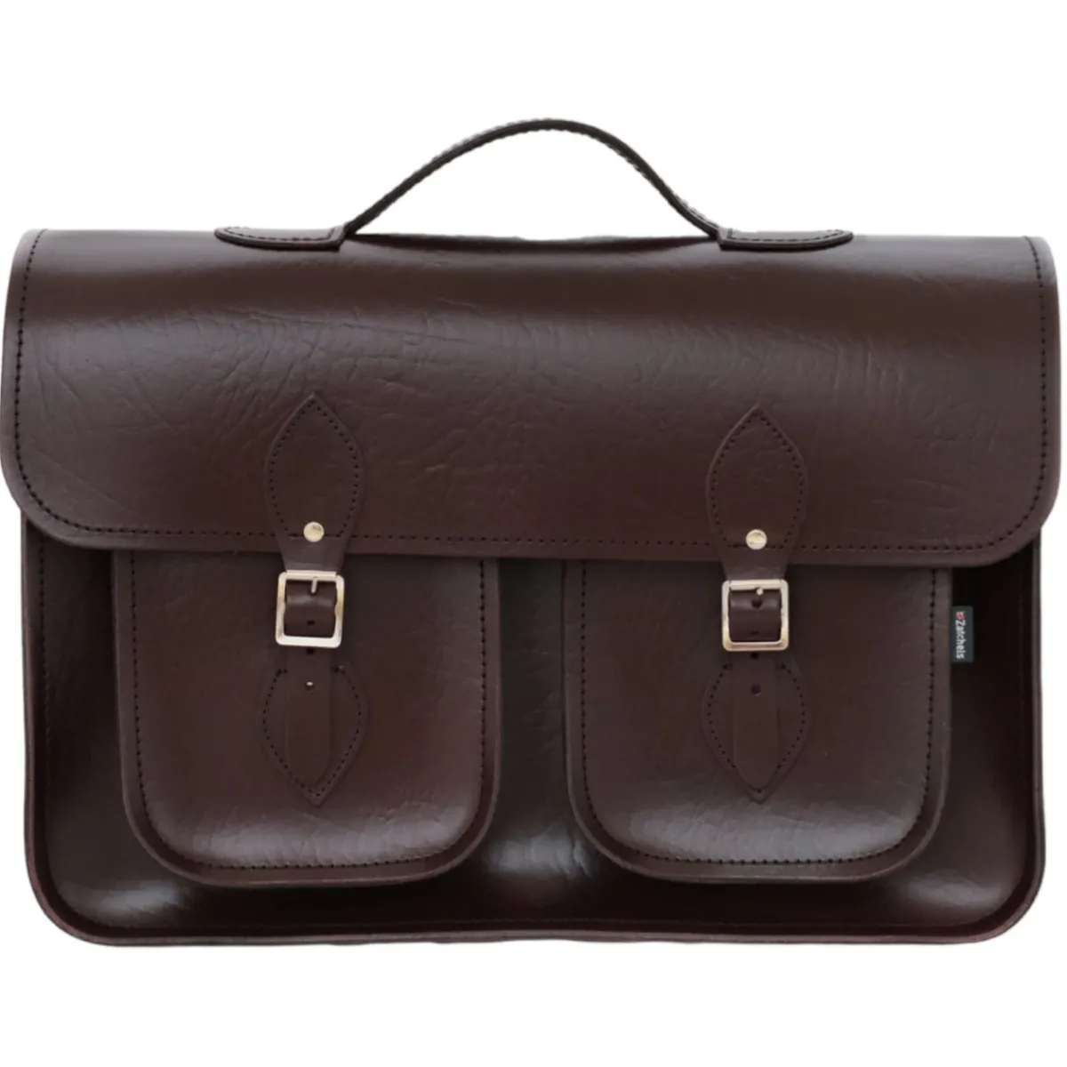 Zatchels Twin Pocket Executive Handmade Leather Satchel - Marsala Red> Classic Satchels|Executive Range