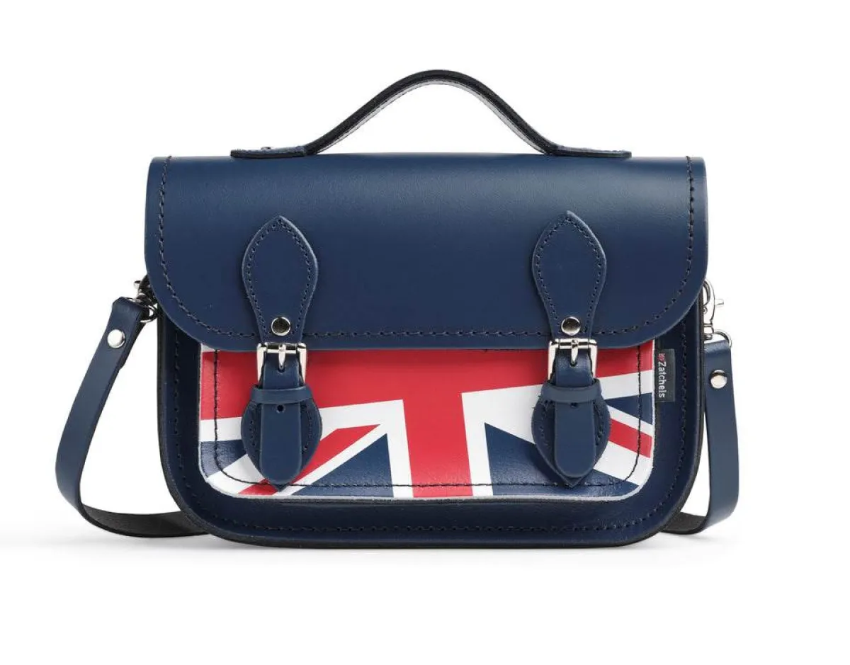 Zatchels Union Jack Midi Satchel - Navy>Women Small Satchels|Midi Satchels