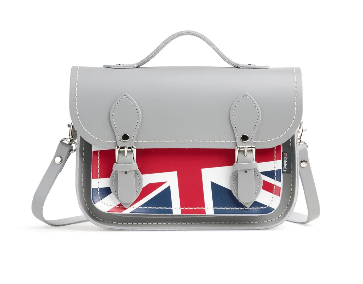 Zatchels Union Jack Midi Satchel - Ghost Grey>Women Small Satchels|Midi Satchels