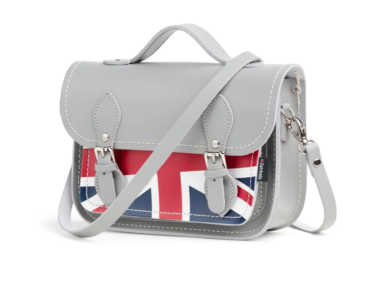 Zatchels Union Jack Midi Satchel - Ghost Grey>Women Small Satchels|Midi Satchels